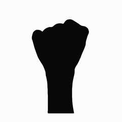 Silhouette of a raised fist symbolizing strength, unity, resistance, and solidarity vector art. Often associated with activism, empowerment, and movements for justice.