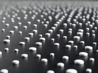 white circle dots texture on black background.