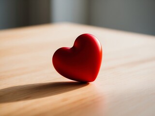 Fototapeta premium A Closeup of a Red Heart on a Wooden Surface Symbolizing Love and Affection.