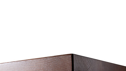 Wooden table corner on isolated background