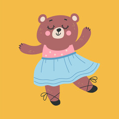 Cute ballet animal dance isolated concept. Vector graphic design illustration