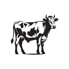 Creative Cow Silhouette Vector Design on White Background