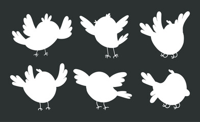 Shadow silhouette birds isolated set. Vector graphic design illustration