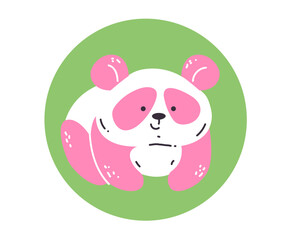 Panda pink logo isolated concept. Vector graphic design illustration