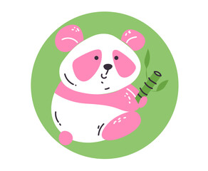 Panda pink logo isolated concept. Vector graphic design illustration