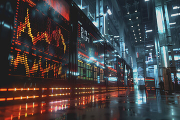 Fototapeta premium Modern digital financial stock market data visualization combined with Forex trading charts.