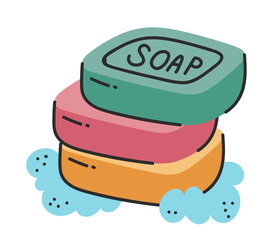 Soap line art isolated concept. Vector flat graphic design illustration