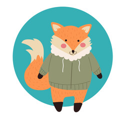 Winter forest animal character concept. Vector flat cartoon graphic design illustration