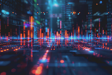 Fototapeta premium Modern digital financial stock market data visualization combined with Forex trading charts.