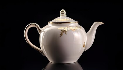 Teapot isolated on black background