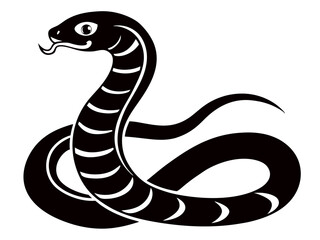 Create a cute snake line silhouette  art design with a white background