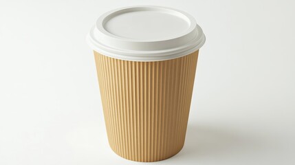 A Disposable Paper Coffee Cup with a White Lid