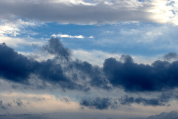 Dark rain clouds in the sky on a rainy November evening