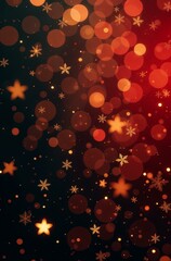 Abstract black and red background with golden snowflakes