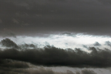 Dark rain clouds in the sky on a rainy November evening