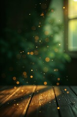 Black and green background with golden glow flashes and golden snowflakes