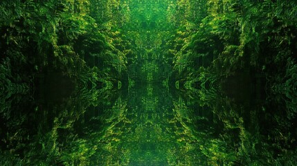 Lush Green Forest Reflection in Calm Water Creating a Serene and Tranquil Natural Environment Filled with Vibrant Flora and Peaceful Atmosphere