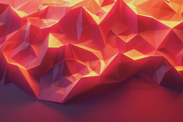 Naklejka premium Abstract red background with geometric shapes and lighting, .
