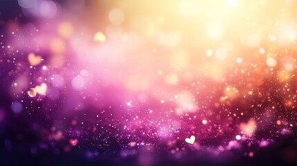 Obraz premium Soft pink gradient with heart bokeh effect and light sparkles for a dreamy Valentine's Day background