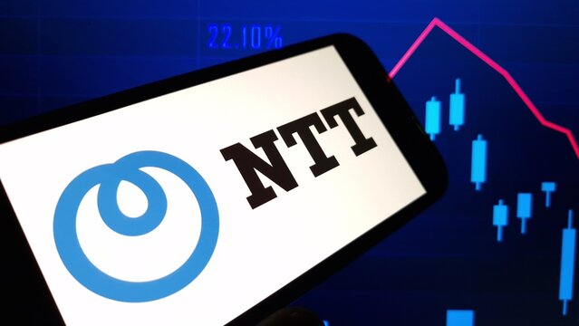 Konskie, Poland - November 15, 2024: NTT company logo displayed on mobile phone