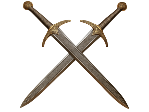 roman crossed swords on transparent background