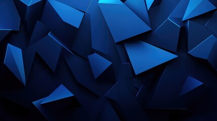 Fototapeta premium Abstract Blue Geometric Background with Random Triangular Shapes in Three-Dimensional Appearance for Modern Design Projects and Technology Concepts