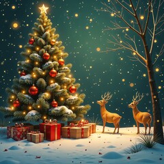 New Year and Christmas greeting card