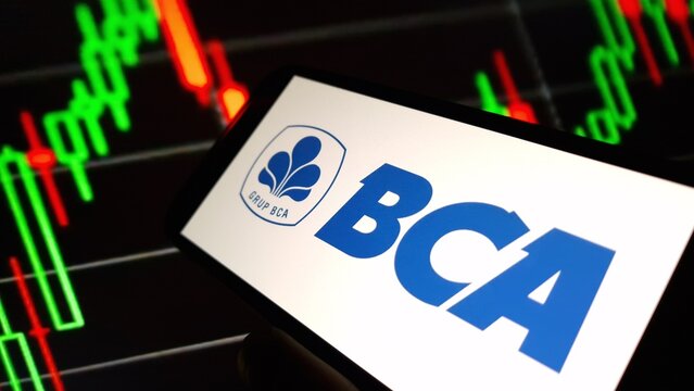 Konskie, Poland - November 15, 2024: Bank Central Asia company logo displayed on mobile phone