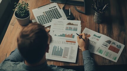 Naklejka premium business person analyzing data