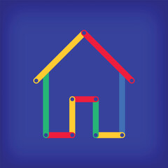 Colored linear home icon design. Color line transitions with unique tutorial educational design.