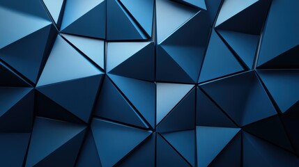 Obraz premium Abstract Geometric Pattern of Triangular Shapes in Shades of Blue, Creating a Modern and Stylish Background for Various Design Applications