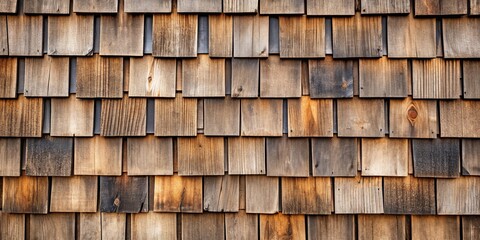 Fototapeta premium Rustic Wooden Shingle Wall Texture A Detailed Close-Up Image Showing Natural Wood Grain and Color Variations