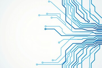 Abstract blue circuit lines on white background - modern technology and digital connections concept.