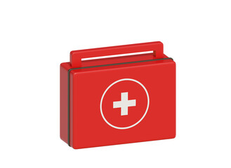 3d First aid kit box medical help suitcase icon