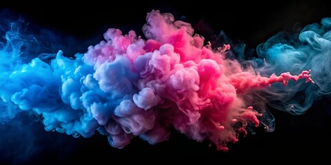 Obraz premium Abstract Blue and Pink Ink Exploding in Water, abstract art, ink, underwater, water