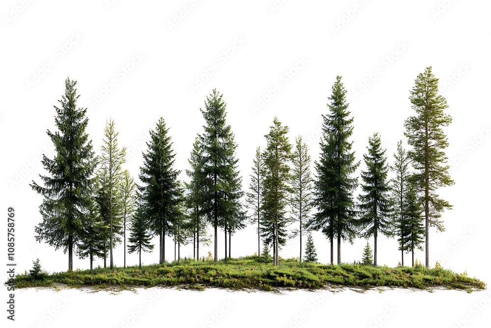 Wall mural Forest isolated on white background, close up