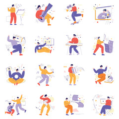 Flat vector illustration pack, Illustration Collection, Business illustration, vector illustration, Minimal Illustration Collection, Social illustration collection, flat illustrations pack, 