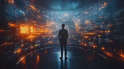 Ceo monitoring enterprise systems through radiant dashboards interconnected tools dynamic communication pathways