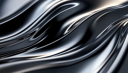 Sleek abstract background with black and silver flowing lines creating a luxury design with smooth reflections