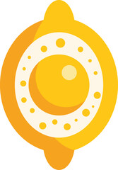 Simple vector illustration of a lemon cut in half, with juice drops, seeds, and segments