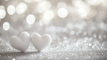 Fototapeta premium A light gray background with white hearts illustration, copy space banner background for Valentine's Day concept.