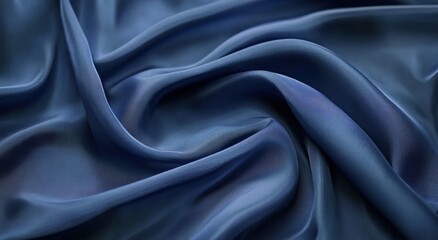 Fototapeta premium Dark blue silk fabric with folds, a background for design and decoration