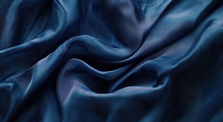 Fototapeta premium Dark blue silk fabric with folds, a background for design and decoration