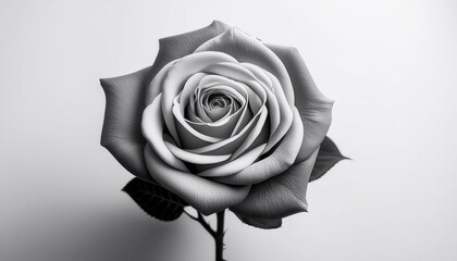 Elegant Black and White Rose Artwork. Timeless Symbol of Love and Grace for Valentine's Day 2025. Sophisticated Statement for Romantic Designs, Modern Gifts, and Heartfelt Expressions