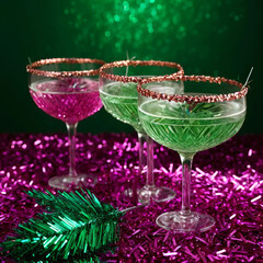 Obraz premium New Year's toast with decorations