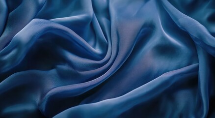 Fototapeta premium Dark blue silk fabric with folds, a background for design and decoration