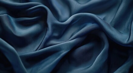 Fototapeta premium Dark blue silk fabric with folds, a background for design and decoration