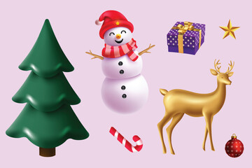 Christmas Festival Decorative Elements. Festive Vector Illustration For Discount Sale Offer Promotion, Greetings Card, Website, Advertisement, E-commerce.