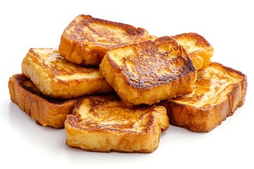 French toast isolated on a white background, close up