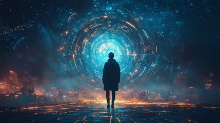 digital compass representing guidance and direction, symbolizing strategic planning, decision-making, and innovation in business or personal journeys with a futuristic and technology-driven aesthetic